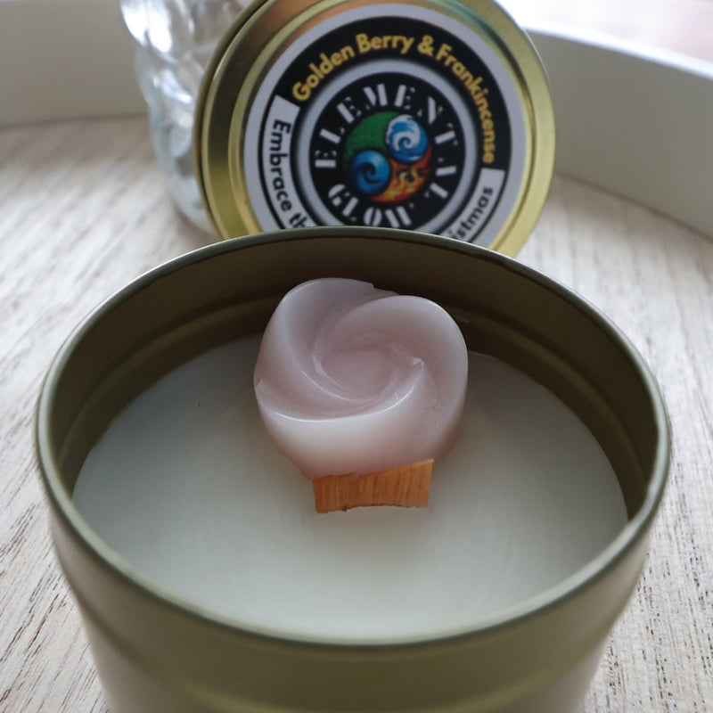 Golden Berry and Frankincense 4oz candle - Elemental Glow