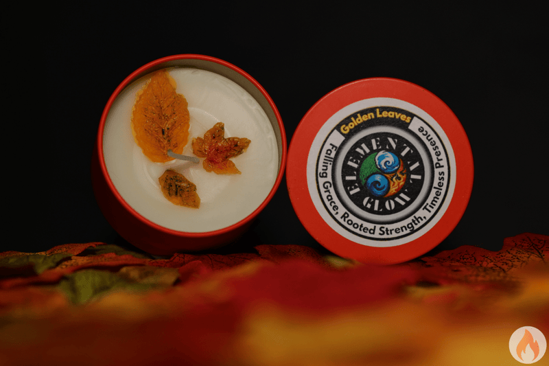 Golden Leaves Candle - Handcrafted Scented Candle - Elemental Glow