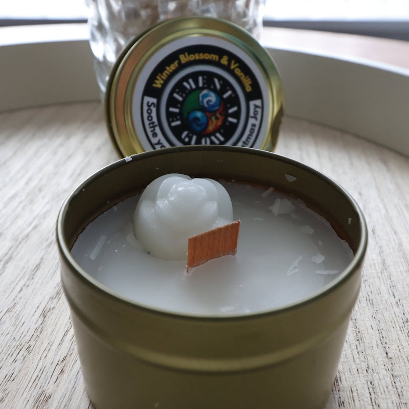 Winter Blossom and Vanilla 4oz candle - Elemental Glow