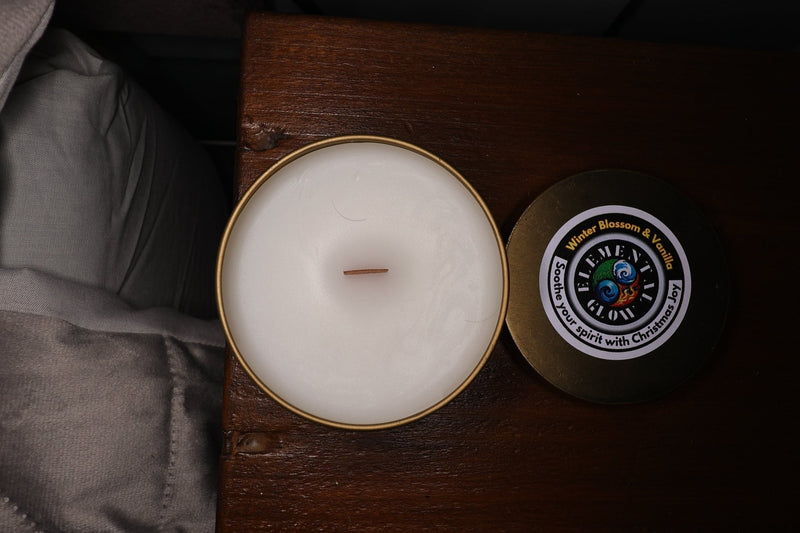 Winter Blossom and Vanilla 8oz candle - Elemental Glow